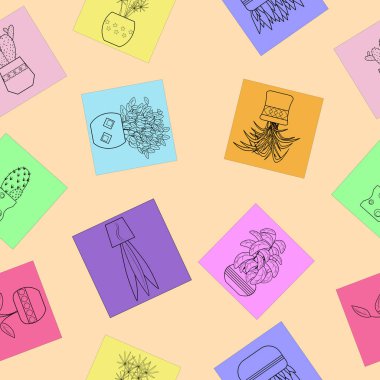 Kaktüs çiçekleri renkli bir arka planda kusursuz bir desen oluştururlar..