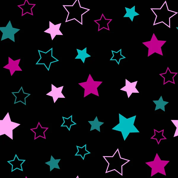 Stars Different Sizes Colors Randomly Scattered Form Seamless Pattern — Stock Vector