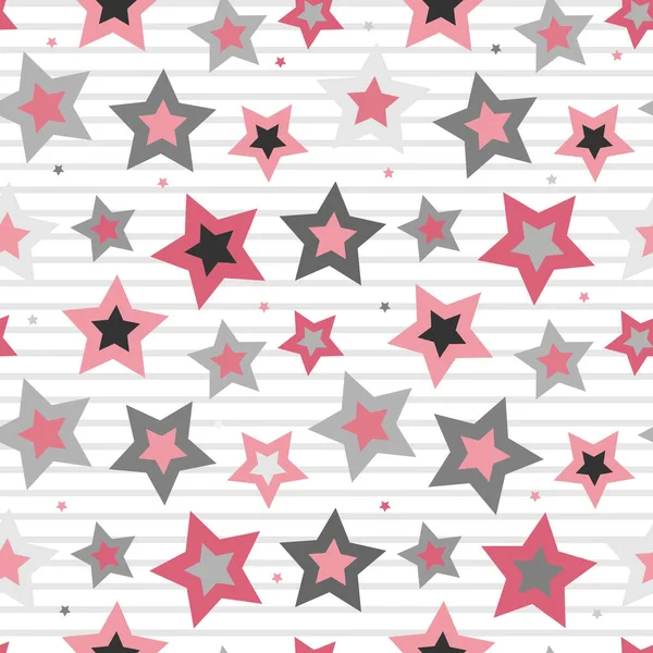 Stars Different Sizes Colors Randomly Scattered Form Seamless Pattern — Stock Vector
