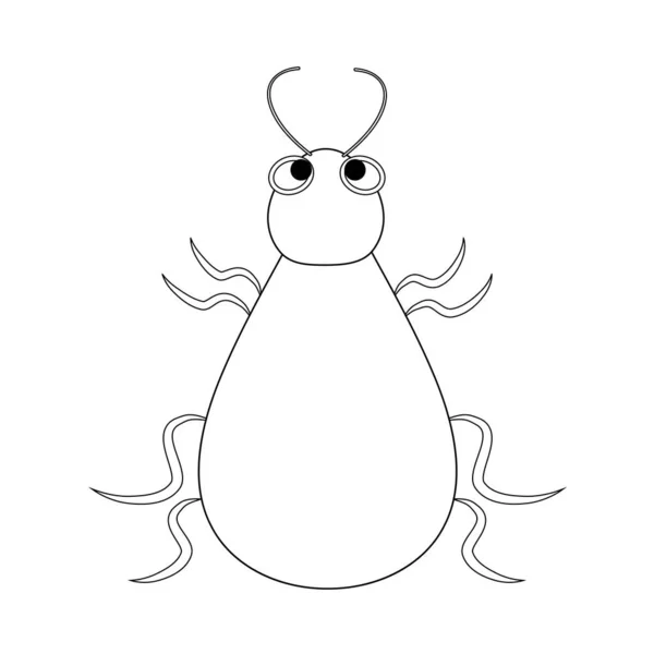 Hmyz Pro Zbarvení Dětmi Chyba Bílém Pozadí Velkými Prvky — Stockový vektor