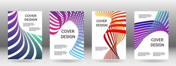 Covers Set Covers Shades Blue Green Wavy Parallel Gradient Lines — Stock Vector