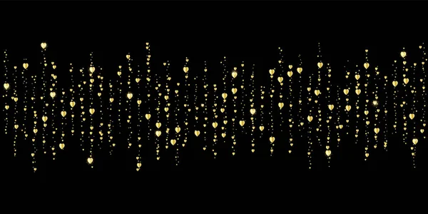 Сердца Золотых Блесток Разбросаны Линиям Красивый Фон Отдыха Обои — стоковый вектор