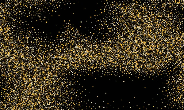 Золотий Пісок Конфетті Чорному Тлі Невеликі Частинки Круглої Форми Святковий — стоковий вектор