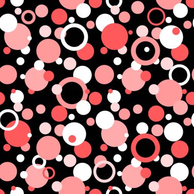 Farklı boyutlarda ve renklerde daireler, kusursuz desenler. Kapak, kumaş, ambalaj kağıdı, arka plan, duvar kağıdı için tasarım. Vektör