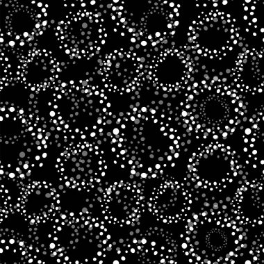 Farklı boyutlarda ve renklerde daireler, kusursuz desenler. Kapak, kumaş, ambalaj kağıdı, arka plan, duvar kağıdı için tasarım. Vektör