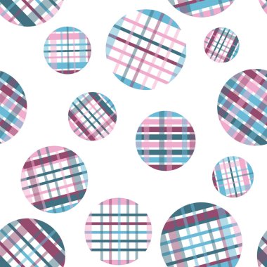 Farklı boyutlarda ve renklerde daireler, kusursuz desenler. Kapak, kumaş, ambalaj kağıdı, arka plan, duvar kağıdı için tasarım. Vektör