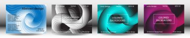 Fütüristik parlak hacimli arka planlar seti. Vücut dalgaları, kablolar. Yaratıcı modern altyapı. Kapak tasarımı, duvar kağıdı, arka plan. Vektör EPS.