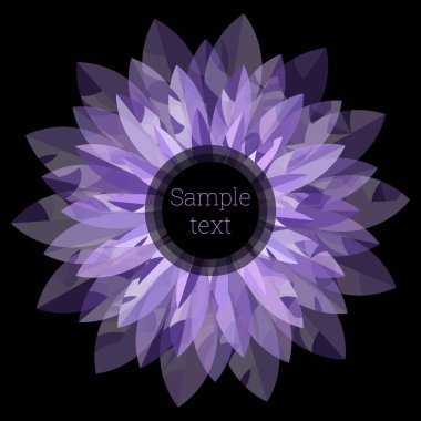 Siyah arka planda farklı, izole bir çiçek. Kartpostal, kartvizit, arkaplan ya da kumaş için baskı tasarımı. Vektör