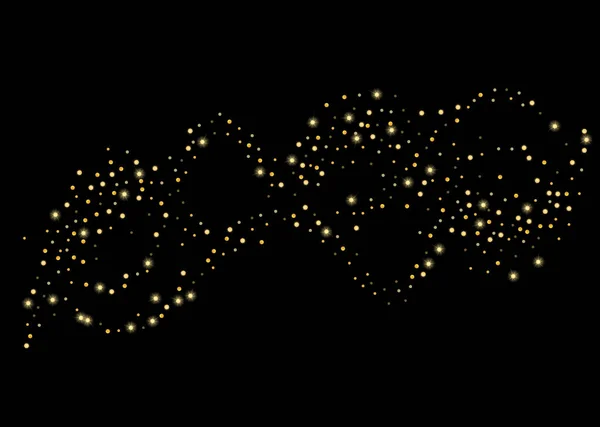 Золотой Блестящий Песок Конфетти Черном Фоне Маленькие Частицы Круглой Формы — стоковый вектор