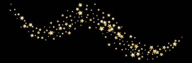 Siyah arka planda altın parıldayan konfeti. Küçük yıldızlar. Tebrik kartı veya afiş arkaplanı için şenlikli lüks arkaplan
