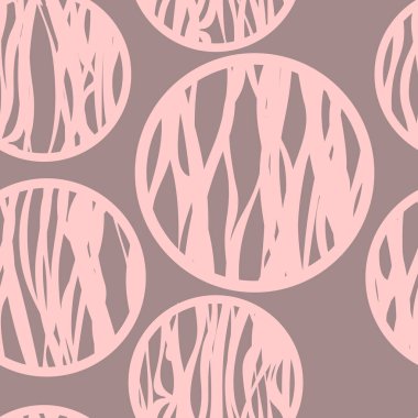 Dalgalı çizgileri olan daireler. Farklı renklerde çizgiler. Kusursuz desen. Kumaş için parlak tasarım, ambalaj ya da arka plan için kağıt. Vektör