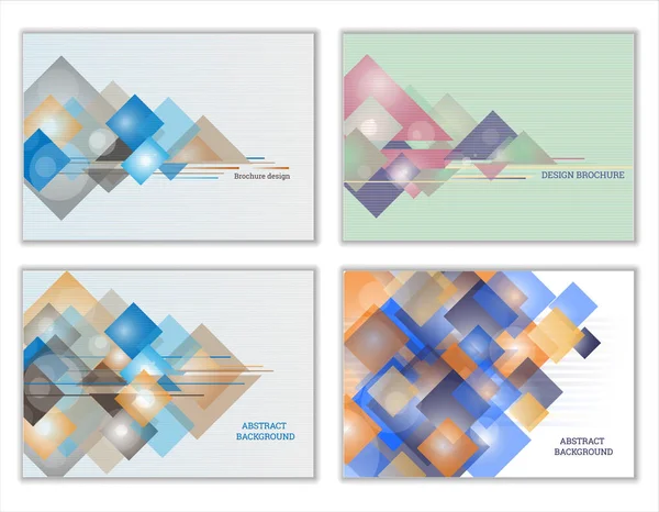 Абстрактный фон, набор из 4 обложек. Яркий технический геометрический фон из прямоугольников и треугольников. Корпоративный дизайн баннера, обложки, обоев — стоковое фото