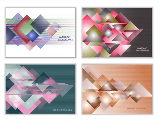Set Sfondi Astratti Luminoso Sfondo Geometrico Tech Fatto Rettangoli Triangoli — Foto Stock