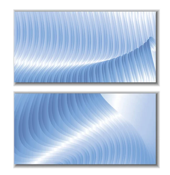 2つの珍しい抽象的な明るい背景のセット 平行勾配の縞模様の曲線 青の金属光沢 創造的な背景 雑誌のカバー Eps — ストック写真