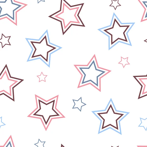 Mnohobarevné Hvězdy Různých Velikostí Házením Bezproblémový Vzorec Design Pro Tkaniny — Stockový vektor