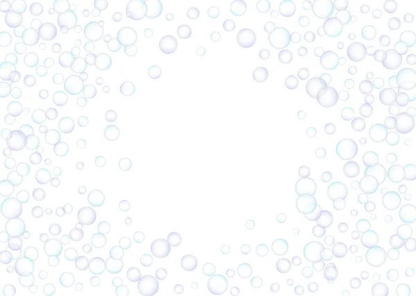 Soap Bubbles Large Small Scattered Randomly White Background Shades Blue — Stock Vector