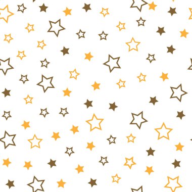 Farklı boyutlarda çok renkli yıldızları fırlatarak. Kusursuz desen. Kumaş ve ambalaj kağıtları için tasarım