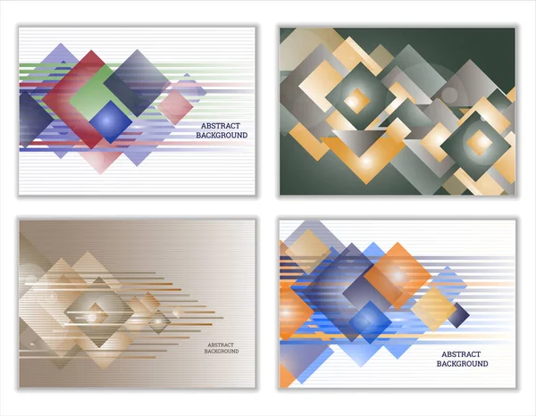 幾何学的なカバーデザイン セット メンフィスのスタイルの抽象的な異常な背景 ランダムな順序で明るい幾何学的形状 — ストックベクタ