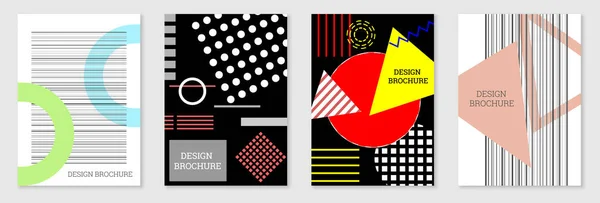 Geometrisches Cover Design Set Abstrakter Ungewöhnlicher Hintergrund Stil Von Memphis — Stockvektor