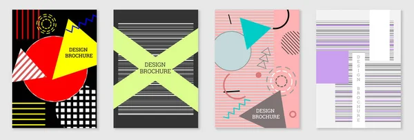 Geometrisches Cover Design Set Abstrakter Ungewöhnlicher Hintergrund Stil Von Memphis — Stockvektor