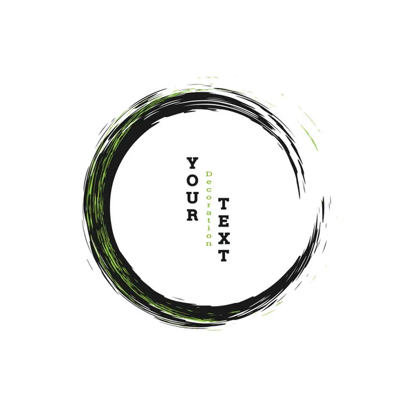 Verfstreken Zen Inktcirkel Embleem Meerkleurige Cirkelvormige Strepen Met Inkt Verf — Stockvector
