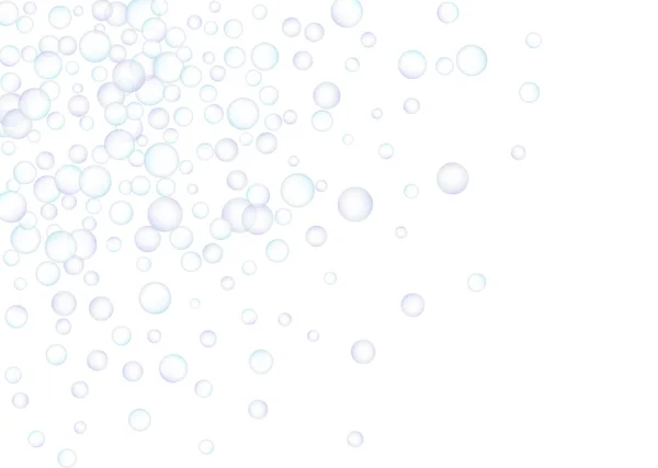 Soap Bubbles Large Small Scattered Randomly White Background Shades Blue — Stock Vector