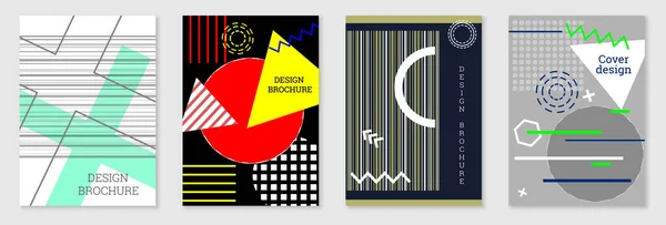 Geometrische Hoes Ontwerp Set Abstracte Ongewone Achtergrond Stijl Van Memphis — Stockvector