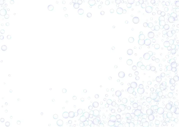 肥皂泡 随机散落在白色的背景上 蓝色和紫色的阴影 — 图库矢量图片