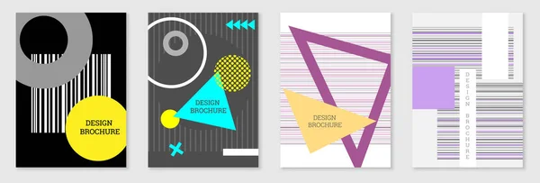 Geometrisches Cover Design Set Abstrakter Ungewöhnlicher Hintergrund Stil Von Memphis — Stockvektor