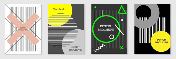 Diseño Geométrico Cubierta Set Resumen Inusual Fondo Estilo Memphis Formas — Archivo Imágenes Vectoriales