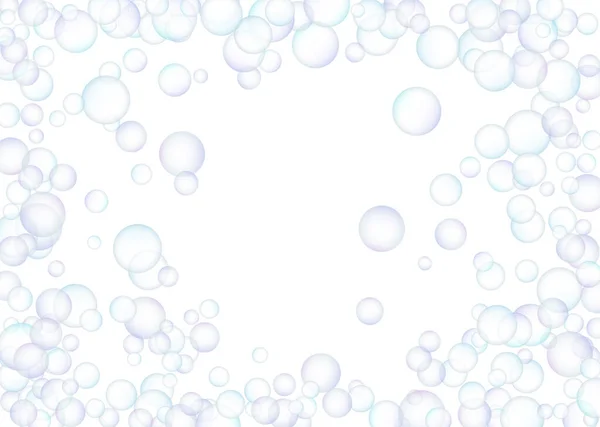 Soap Bubbles Large Small Scattered Randomly White Background Shades Blue — Stock Vector