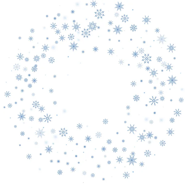 Christmas Background Blue Delicate Openwork Snowflakes Fly White Background Festive — Stock Vector