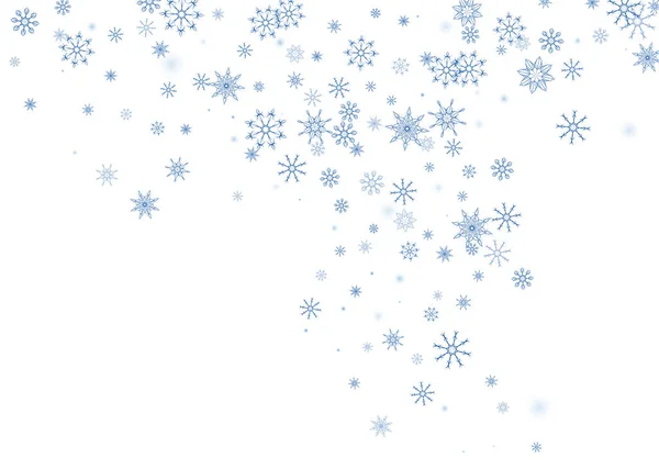 Fondo Navidad Azul Delicados Copos Nieve Calados Vuelan Sobre Fondo — Vector de stock