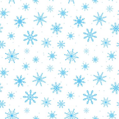 Hassas açılış kar taneleri. Kusursuz desen. Paketleme, kumaş ve Noel arkaplanı için tasarım kağıdı.