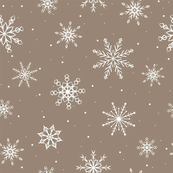 Zarte Durchbrochene Schneeflocken Nahtloses Muster Designpapier Für Verpackung Stoff Weihnachtshintergrund — Stockvektor