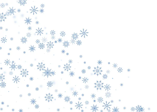 Fondo Navidad Azul Delicados Copos Nieve Calados Vuelan Sobre Fondo — Vector de stock