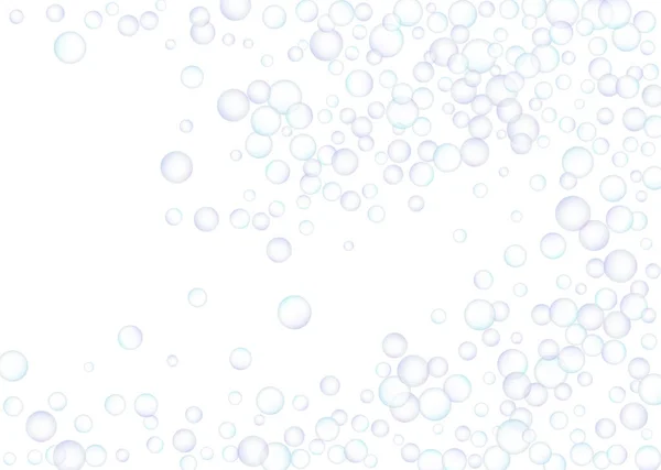 Soap Bubbles Large Small Scattered Randomly White Background Shades Blue — Stock Vector