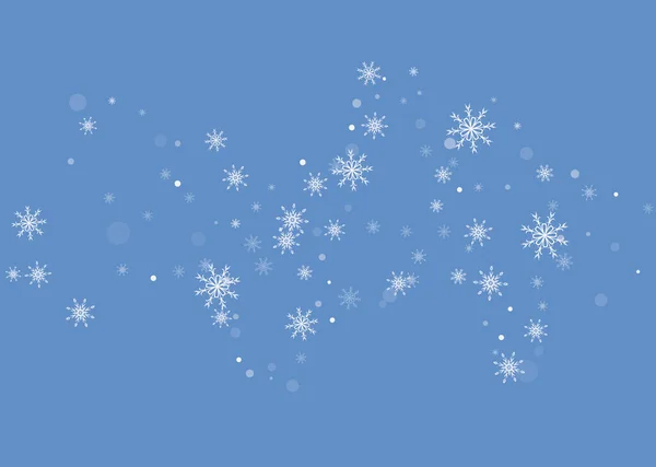 Fondo Navidad Azul Delicados Copos Nieve Calados Vuelan Sobre Fondo — Vector de stock