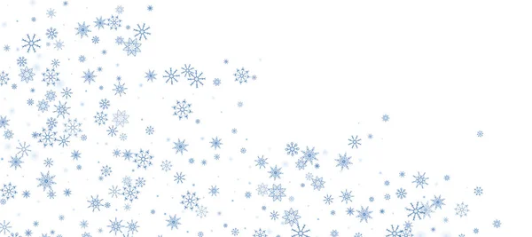 Fondo Navidad Azul Delicados Copos Nieve Calados Vuelan Sobre Fondo — Vector de stock