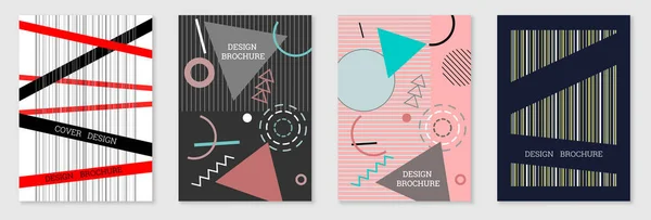 Geometrisches Cover Design Set Abstrakter Ungewöhnlicher Hintergrund Stil Von Memphis — Stockvektor