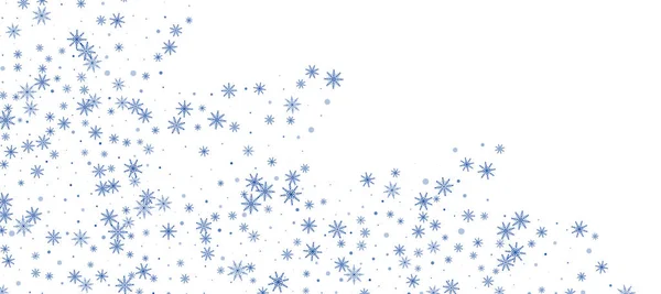 Christmas Background Blue Delicate Openwork Snowflakes Fly White Background Festive — Stock Vector
