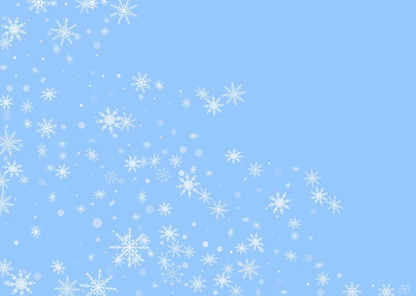 Fond Noël Délicats Flocons Neige Ajourés Blancs Volent Sur Fond — Image vectorielle