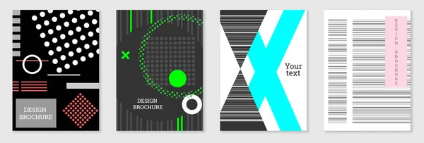 Geometrisches Cover Design Set Abstrakter Ungewöhnlicher Hintergrund Stil Von Memphis — Stockvektor