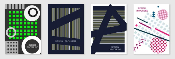 Geometrisches Cover Design Set Abstrakter Ungewöhnlicher Hintergrund Stil Von Memphis — Stockvektor