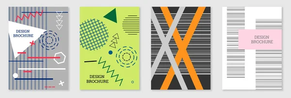 Geometrische Hoes Ontwerp Set Abstracte Ongewone Achtergrond Stijl Van Memphis — Stockvector