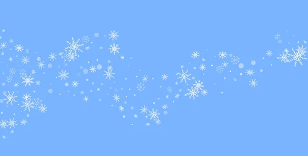 Weihnachtlicher Hintergrund Weiße Zarte Durchbrochene Schneeflocken Fliegen Auf Blauem Hintergrund — Stockvektor