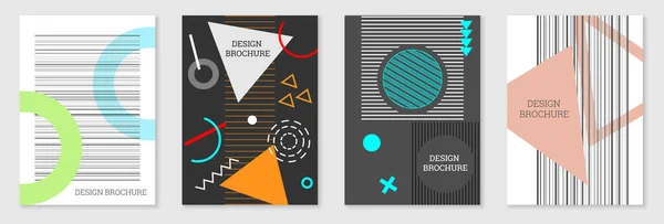 Geometrisches Cover Design Set Abstrakter Ungewöhnlicher Hintergrund Stil Von Memphis — Stockvektor