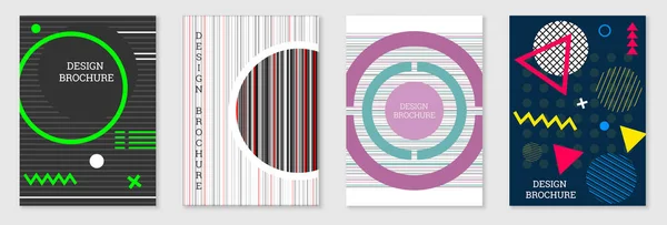 Geometrische Hoes Ontwerp Set Abstracte Ongewone Achtergrond Stijl Van Memphis — Stockvector