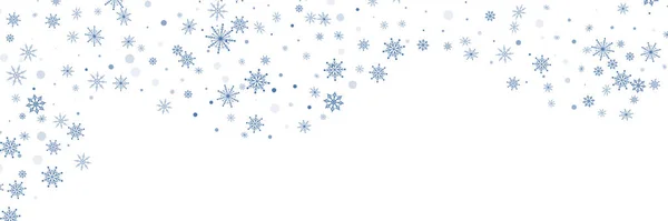 Weihnachtlicher Hintergrund Blaue Zarte Durchbrochene Schneeflocken Fliegen Auf Weißem Hintergrund — Stockvektor