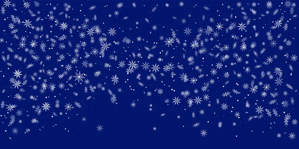 Christmas Background White Delicate Openwork Snowflakes Fly Blue Background New — Stock Vector